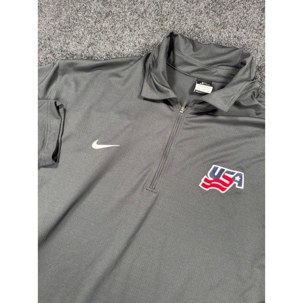 Nike USA Hockey Dri-FIT 1/4 Zip Pullover Mens XXL Gray Team USA